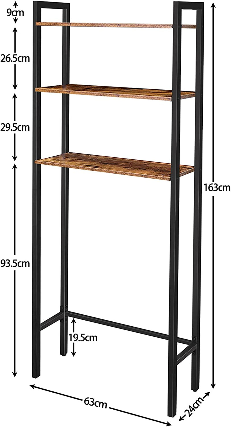 Badkamerkast Opbergrek voor toiletrek , 3-tier Opbergbakken, badkamer plank, Badkamer Opbergkast,  Rustieke Bruin EBF41TS01