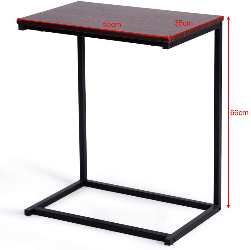 Bijzettafel bij de bank, C-vormige laptoptafel, boven het bed tafel, (Walnoot)