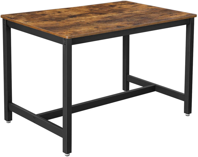 Keukentafel, eettafel, 120 x 75 x 75 cm, eetkamertafel voor 4 personen, ijzeren frame, industrieel design, vintage, donkerbruin, makkelijk op te bouwen