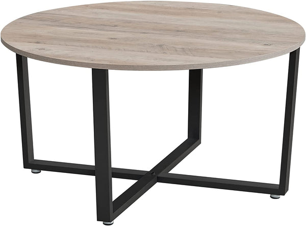 Salontafel, woonkamertafel, rond, banktafel, salontafel, metalen frame, eenvoudig te monteren, , grijs-zwart LCT089B02