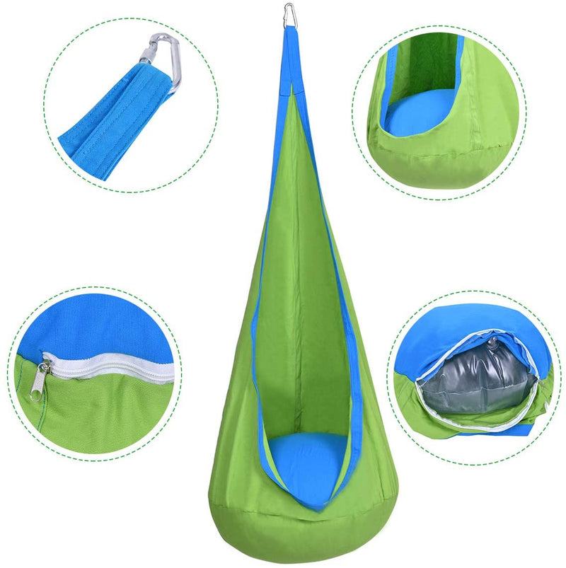 Hangstoel, Kinderzitje, met zitkussen, 3 Kleuren, 80 kg draagvermogen (Groen)