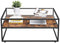 salontafel, salontafel met glazen oppervlak, glazen tafel, , vintage bruin-zwart LCT30BX