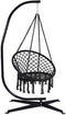 Hangstoel, katoenen touw macrame hangende schommelstoel voor woonkamer, tuin, balkon, scandinavische stijl, capaciteit van 150 kg (Zwart