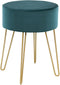 Moderne ronde fluwelen voetensteun kruk, fluwelen ottomaans  (Diepgroen)