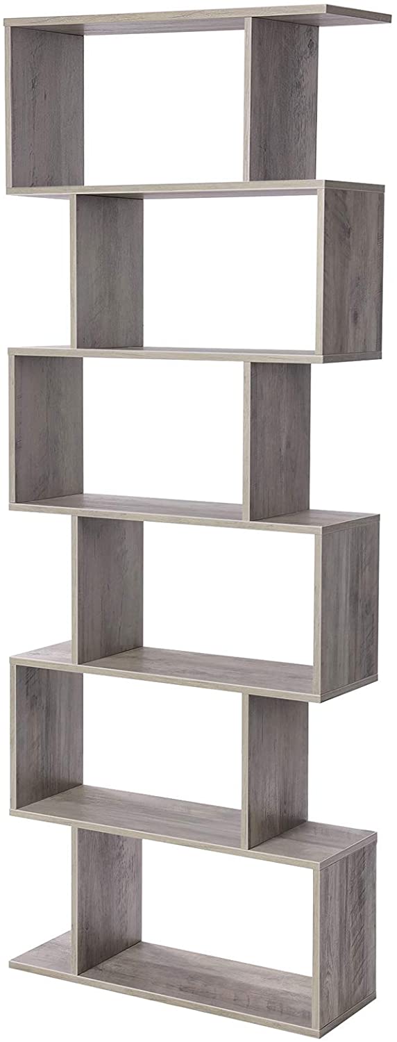 Boekenkast, 6-etage, vrijstaand, modern, voor woonkamer, slaapkamer, kantoor,