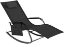 Tuinstoel, ligstoel, schommelstoel met hoofdsteun en zijvak, ijzeren frame, kunstvezelstof, ademend, comfortabel, belastbaar tot 150 kg, zwart GCB23BKV1