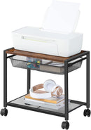Printtafel, printerstandaard met roosterlade, rolbare printerwagen 2 niveaus, eenvoudig te monteren, geschikt voor kantoor, school, thuis EBF12PS01