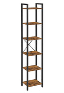 Boekenplank, smet 6 niveaus, kantoorplank, , 40 x 30 x 178,6 cm, vintage bruin-zwart LLS101B01