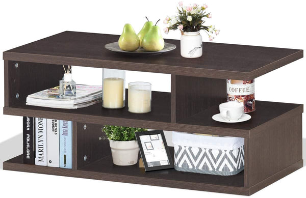 Koffietafel, rechthoekige salontafel theetafel, 3-laags salontafel,  80 x 40 x 36 cm