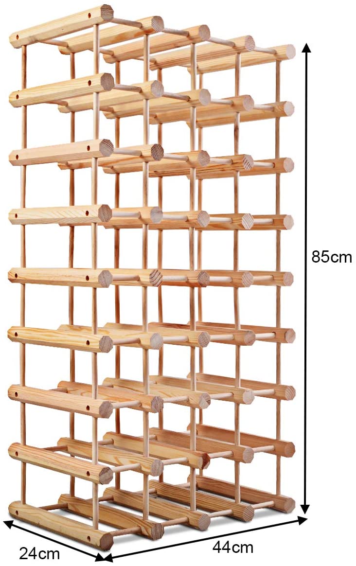 Houten Wijnrek, Vrijstaande wijnfles houder, 40 Flessen display Capaciteit, 85 x 44 x 24cm