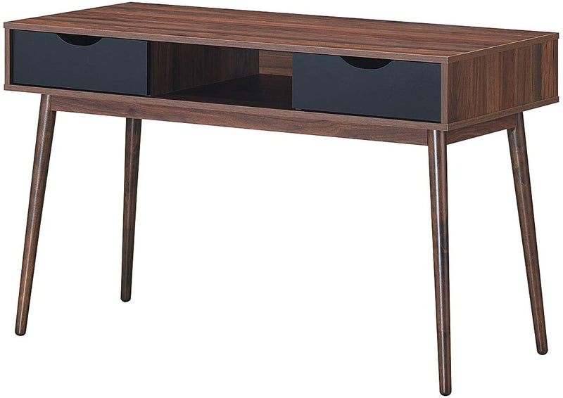 Computer bureau voor thuiskantoor, Natuurlijke Mid-eeuwse schrijftafel met 2 lades, Ergonomische hoogte, Ruim bureaublad, Stevige constructie