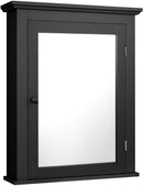 Badkamerkast, gespiegelde aan de muur gemonteerde spiegelkast  5 posities, 56 x 15 x 69 cm, (Zwart)