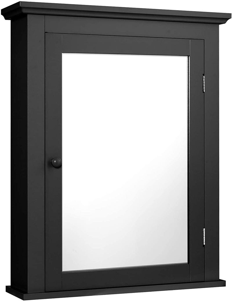 Badkamerkast, gespiegelde aan de muur gemonteerde spiegelkast  5 posities, 56 x 15 x 69 cm, (Zwart)