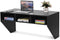 Muur gemonteerd zwevend computerbureau, hout PC werken studietafel computertafel bureau met 3 opbergplanken voor slaapkamer, woonkamer, 108 x 53 x 52cm (Zwart)