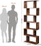 Boekenkast, met 6 niveaus, vrijstaand,  decoratieve plank, , modern, , vintage bruin