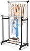 Rolbare Kledingrek, dubbele stangen Inhoogte verstelbaar kledingrek, draagbare kledingrek met wielen, 86 x 43 x 168cm