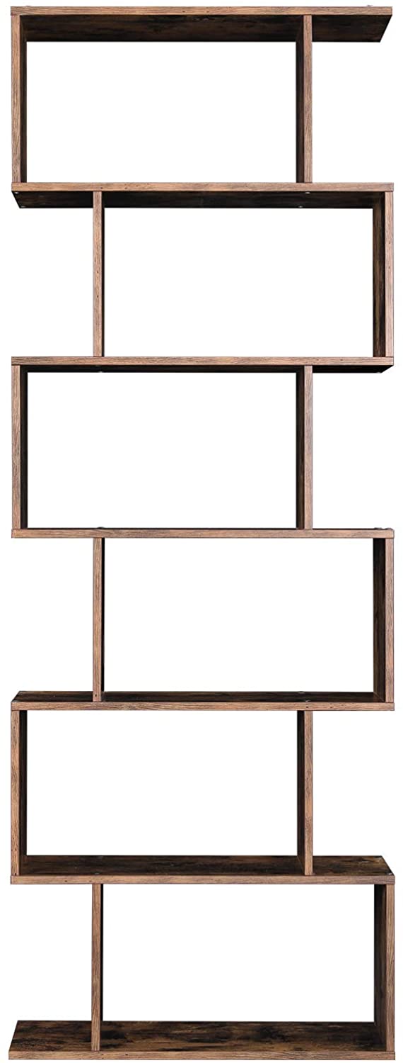 Boekenkast, met 6 niveaus, vrijstaand,  decoratieve plank, , modern, , vintage bruin