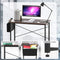 Bureau, computer bureau, 102cm computertafel, PC tafel, bureautafel, kantoortafel met zij-opslagzak, industriële PC-bureau, zwart metalen frame, ideaal voor thuis en op kantoor