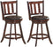 Set van 2 barkrukken, balie hoogte barkruk met draaibare zitting, ergonomische rugleuning & voetsteun, beklede barstoelen set geschikt voor eetkamer, keuken, bar, cafe