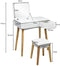 Kaptafel set met opklapbare spiegel,  kaptafel met gedempte kruk, opvouwbaar bureau met lade,  makeup kaptafel