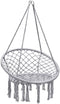 Hangstoel, katoenen touw macrame hangende schommelstoel voor woonkamer, tuin, balkon, scandinavische stijl, capaciteit van 150 kg (Grijs)