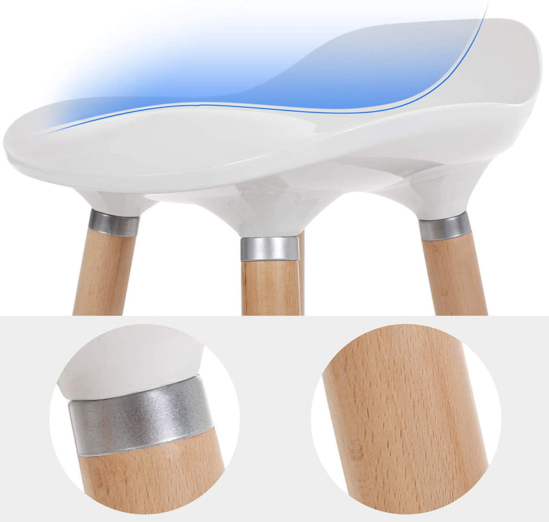 Set van 2 barkrukken zithoogte 73 cm barkruk poten van beuken zitschaal van kunststof wit LJB20W