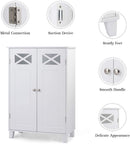 Badkamerkast, keukenkast met dubbele deuren en opbergplanken, houten dressoir  wit