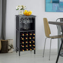 Wijnkast voor 20 flessen, wijn fles organisator opslag plank weergeven houten wijnrek met glas hanger en fles houder (Zwart)