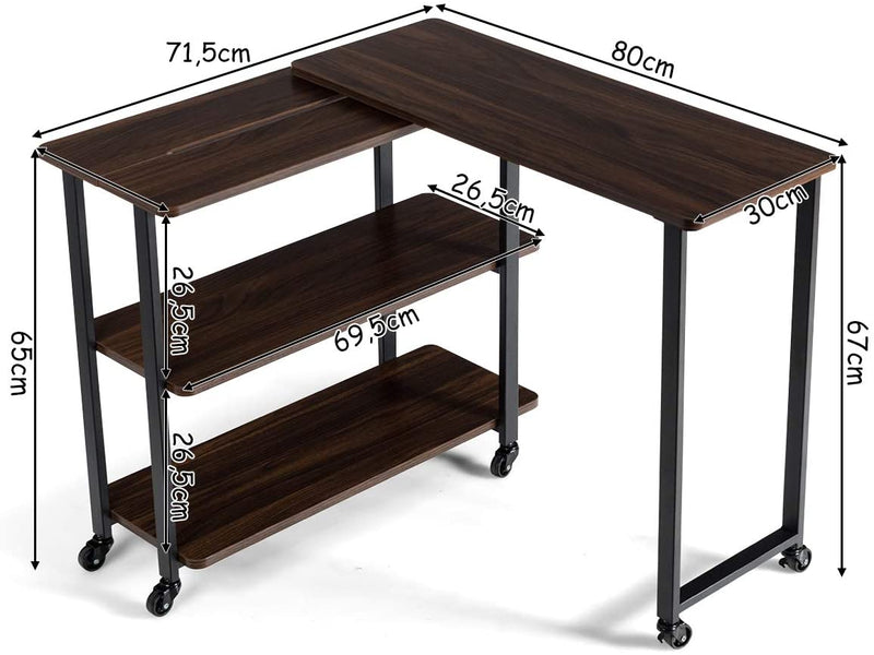 L-vormige zij tafel links of rechts geconfronteerd met de hoek balie met rollende wielen beweegbare tafelblad