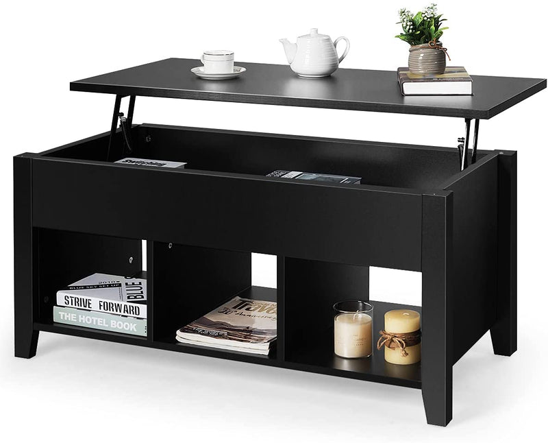 Salontafel, multifunctionele moderne koffietafel cocktailtafel met in hoogte verstelbare (Zwart)