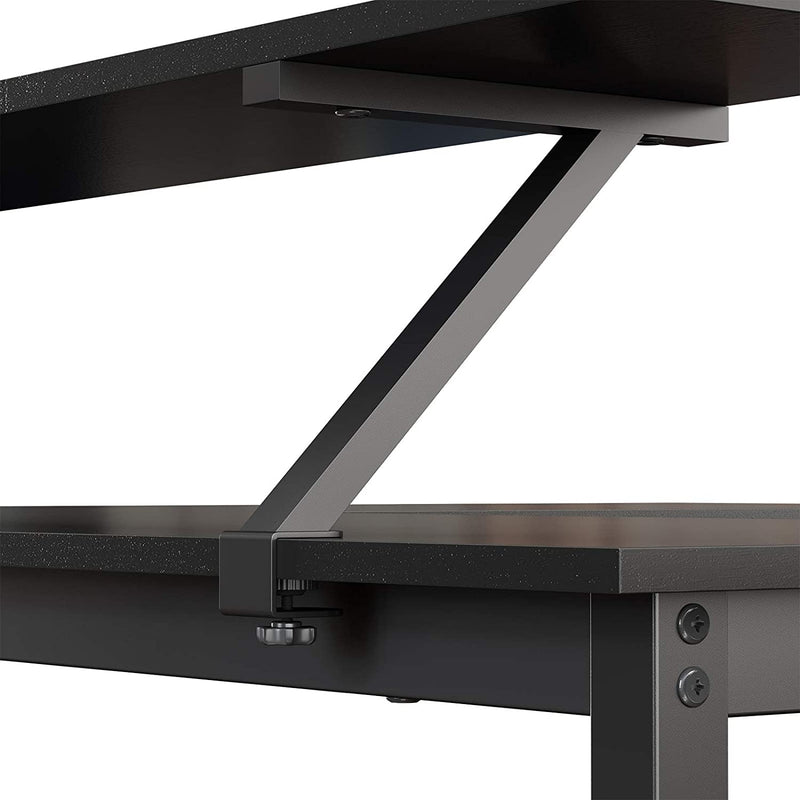 Bureau, L-vormig computerbureau met beweegbare monitorbevestiging, hoekbureau,  metaal, zwart LWD56BK