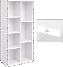 Boekenplank, kubusplank, kinderplank, vrijstaande plank, kantoorplank, met 7 vakken, open, , 50 x 24 x 106 cm, wit