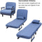 Vouwbare bank, , 3 in 1 comfortabele ligstoel, volledig gewatteerde ligstoel met kussen, relax fauteuil verstelbare rugleuning(Blauw)