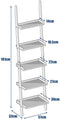 Ladder plank, 5 laags muur-Leunende boekenplank Ladder boekenkast,(Zwart)