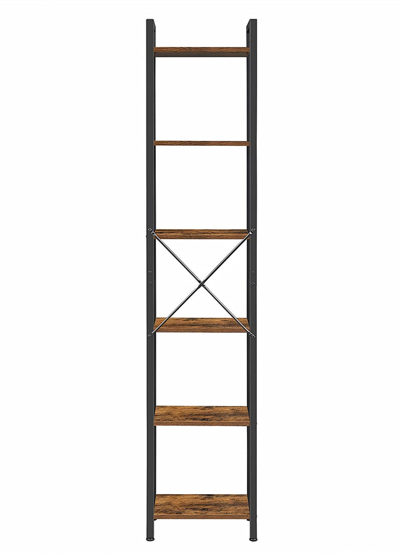 Boekenplank, smet 6 niveaus, kantoorplank, , 40 x 30 x 178,6 cm, vintage bruin-zwart LLS101B01