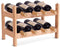 Houten Wijnrek, 2-lagen 8 flessen wijnfles houder, 100% grenen hout, golf ontwerp, glad oppervlak, stapelbare aanrecht wijn organisator voor keuken, cafe, bar, eetkamer (8-flessen)