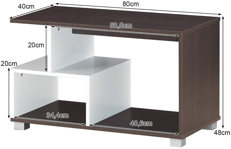 Koffietafel, Rechthoekige theetafel met opbergrek, 3-laags bank tafel, Moderne Consoletafel, Ruimtebesparende Organisator, Meubilair voor Thuiskantoor