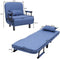 Vouwbare bank, , 3 in 1 comfortabele ligstoel, volledig gewatteerde ligstoel met kussen, relax fauteuil verstelbare rugleuning(Blauw)