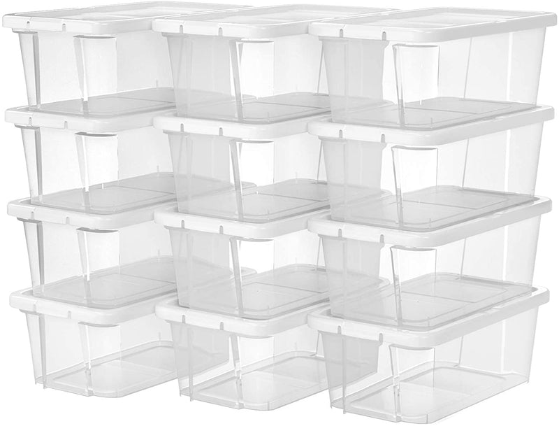 Schoenendozen, set van 12 stuks, transparant met deksel, kunststof, voor schoenen tot maat 41