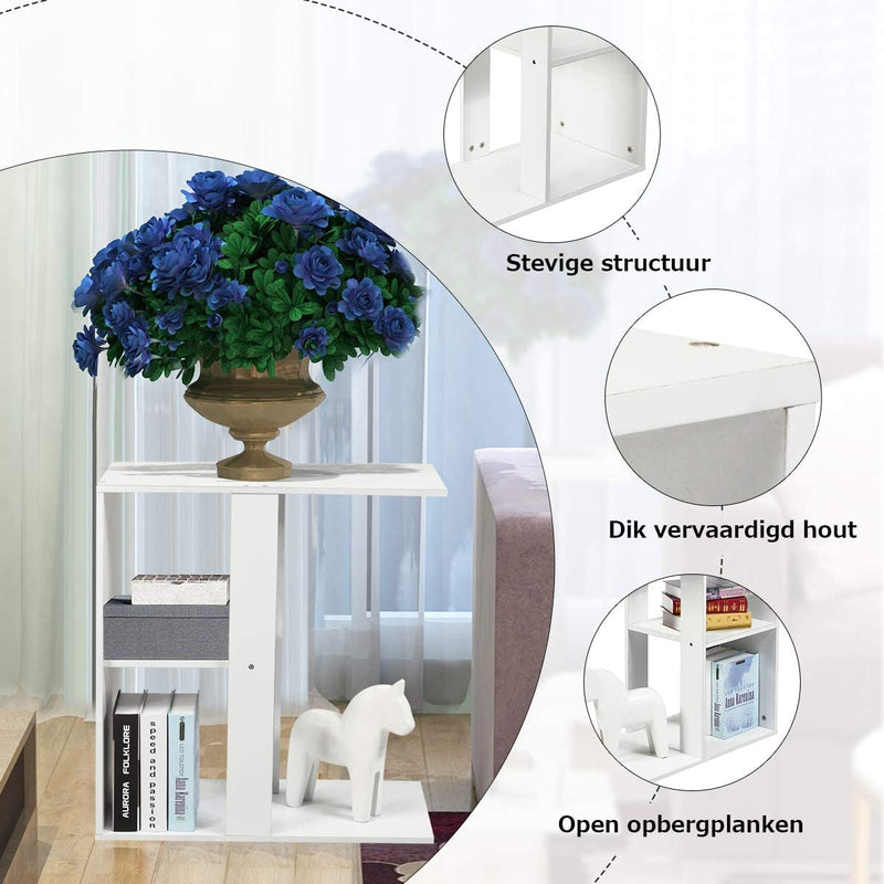 3-etage bijzettafel met plank voor opslag, bijzettafel voor kleine ruimtes,
