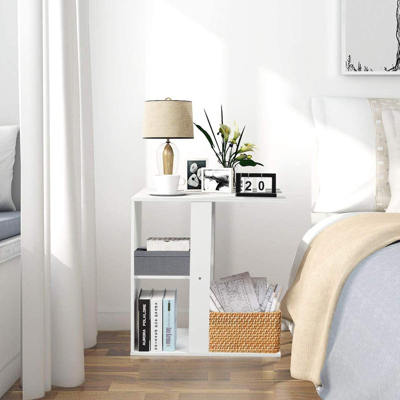 3-etage bijzettafel met plank voor opslag, bijzettafel voor kleine ruimtes,