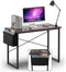 Bureau, computer bureau, 102cm computertafel, PC tafel, bureautafel, kantoortafel met zij-opslagzak, industriële PC-bureau, zwart metalen frame, ideaal voor thuis en op kantoor