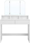 Kaptafel, kaptafel met opklapbare spiegel en 2 laden, cosmetische tafel met 3 open compartimenten, kaptafel, voor make-up, modern, wit RDT115W01