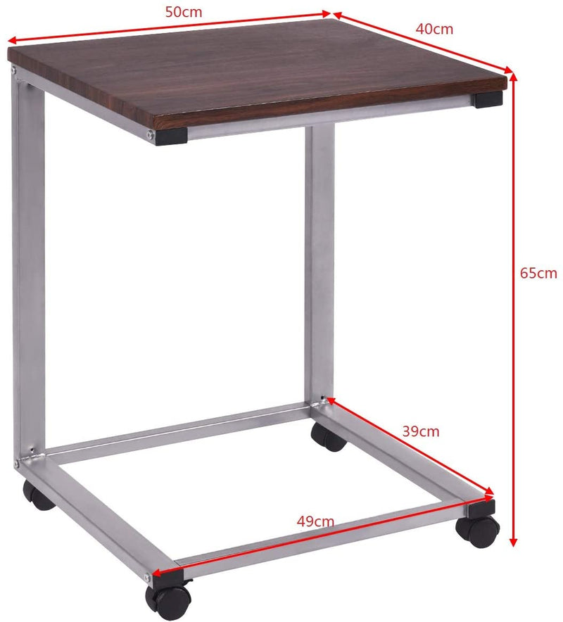 Laptoptafel met wielen, verrijdbare laptopkar, 50 x 40 x 65 cm (Zilver)