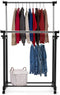Rolbare Kledingrek, dubbele stangen Inhoogte verstelbaar kledingrek, draagbare kledingrek met wielen, 86 x 43 x 168cm