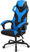 gamingstoel met wielen, racestoel met armleuning, verstelbare rugleuning, hoofdsteun en lendekussen, grote racestoelen met hoge rugleuning en verbrede verdikte zitting (Blauw)