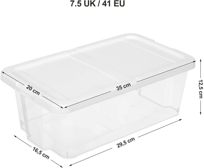 Schoenendozen, set van 12 stuks, transparant met deksel, kunststof, voor schoenen tot maat 41