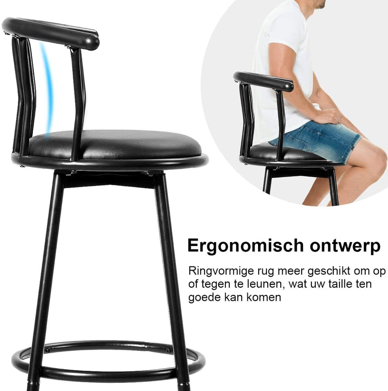 2 STUKS barkrukken ronde barkruk 360 graden draaibare barkruk Stalen buisstructuur (Modus 2)