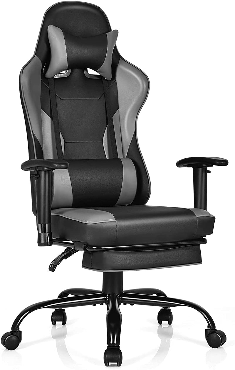 Racing stijl gamingstoel, beklede hoge rugleuning bureaustoel met hoofdsteun,(Zwart)