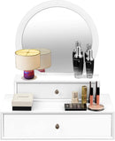 Tafelblad spiegel, ronde make-up spiegel met verwijderbare onderste lade, moderne stijl make-upspiegel muurbevestiging of geplaatst op het bureau, cosmeticaspiegel voor de slaapkamer, badkamer